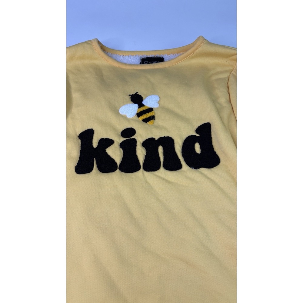 Simply Southern Yellow Bee Kind Pullover Fleece Women Large Oversized Sweatshirt - Picture 3 of 9